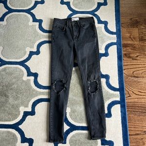 Free People black denim skinny jeans